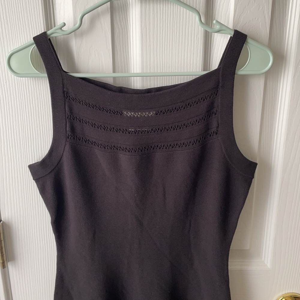 KATE SPADE Square Neck Open Cable Sweater Black Fit Flare Mini Dress Size Small - Picture 5 of 16